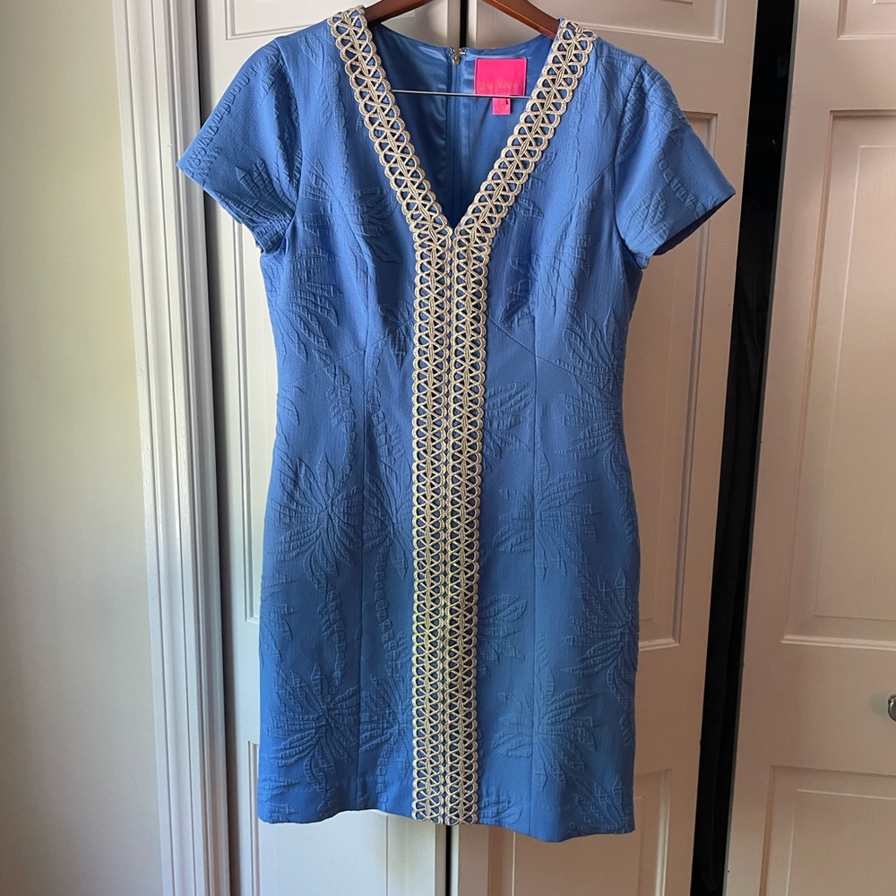 Lilly Pulitzer Arie Stretch Shift Dress- Bennet Blue Paradise Sz 8
